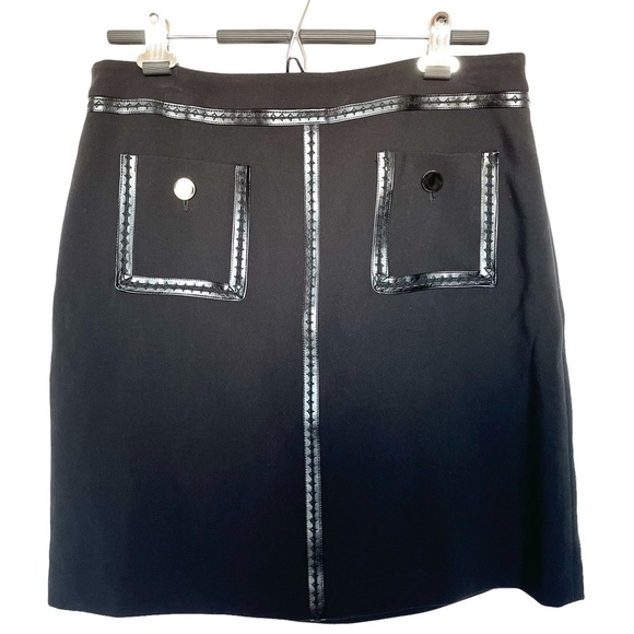 Karl Lagerfeld Dresses & Skirts - KARL Lagerfeld Black Faux Leather Trim Square Front Pocket Pencil Skirt Sz 10